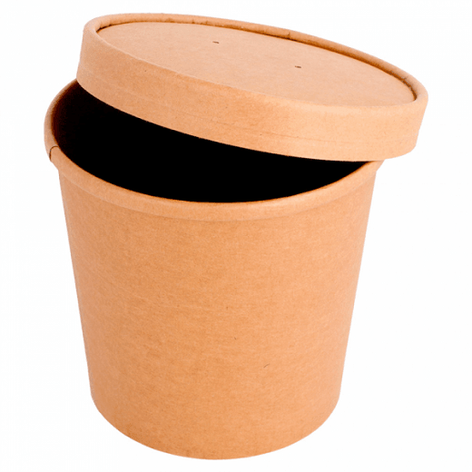 Récipient en carton double paroi avec couvercle KRAFT neutre 780 ml - carton de 250 unités