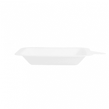 Assiette carré avec languette en cellulose naturelle fibre de canne à sucre  - Blanc - 11x11 cm - carton de 1000 unités