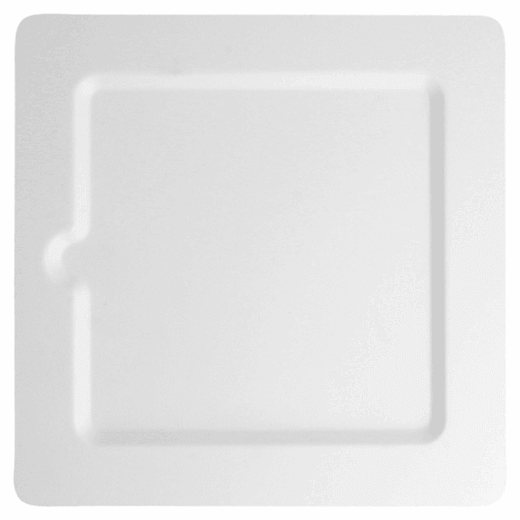 Assiette carré avec encoche en cellulose naturelle fibre de canne à sucre  - Blanc - 20x20 cm - carton de 200 unités