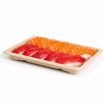 Sushi Box en cellulose naturelle fibre de canne à sucre  -Naturel - 18.5x13cm - carton de 800 unités
