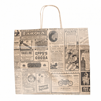 Sac papier avec poignée ficelle 26 + 14 x 32 cm TIMES KRAFT - carton de 250 unités