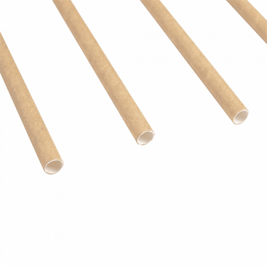 Paille droite couleur kraft en PAPIER recyclable 0.6 x 21 cm - pack de 250 pailles