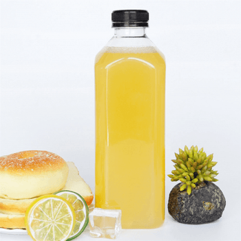 Bouteille carrée en  plastique PET avec bouchon plastique - 1000 ml - 7.6x7.6x22.6(h)cm - carton de 70