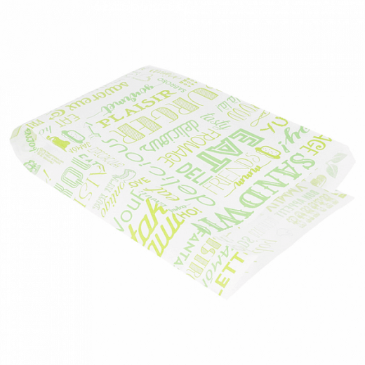 Sac burger Parole VERT 14 + 7 x 22 cm - pack de 500 unités