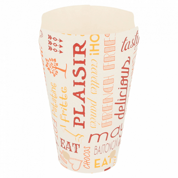 Gobelet à frites avec fermeture rabattable en carton Parole 360 ml - carton de 2500 unités