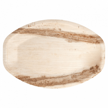 Plateau ovale en feuille de palmier 33.5x23x2.5(h) cm - carton de 200 unités