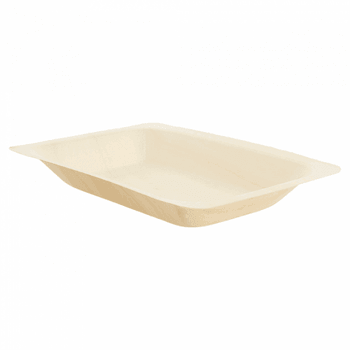 Assiette rectangulaire en bois 19.5x14 x 3(h) cm - carton de 200 unités