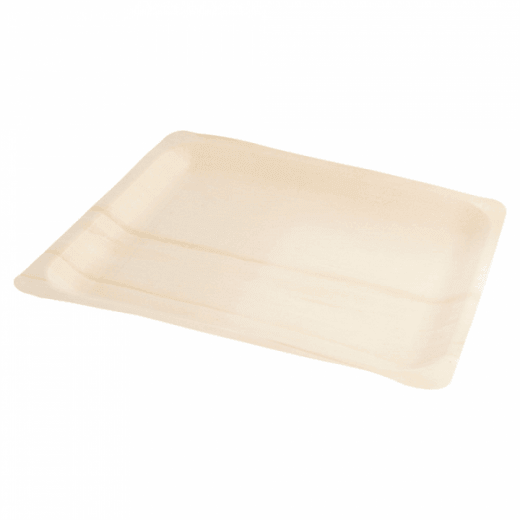 Assiette rectangulaire en bois 26.5x21.5 x 2(h) cm - carton de 200 unités