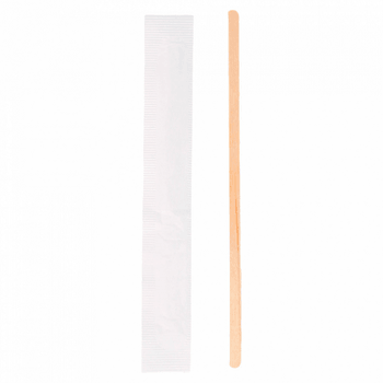 Agitateur a café en bois  en sachet individuel blanc 0.6x14 cm - paquet de 500 unités