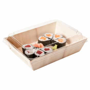 Lunch box en bois 18 x 13 x 4 cm - pack de 100 unités