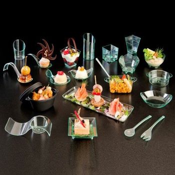 Mise en bouche mini-assiette elliptique vert d'eau- 36ml - 8x2 cm - carton de 1000 unités