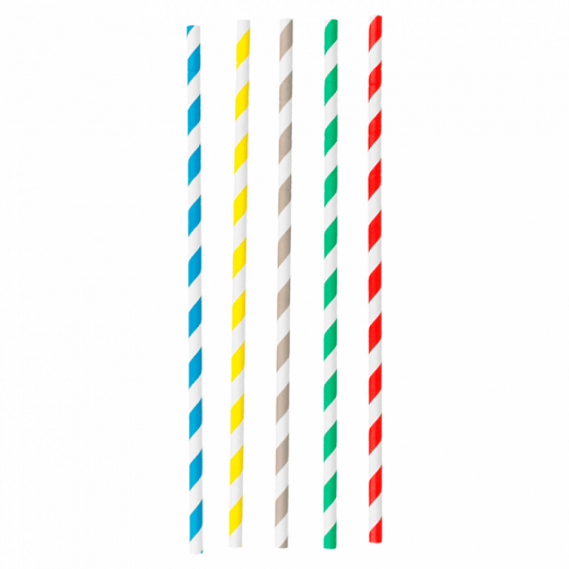 Paille flexible blanches avec rayures en PAPIER recyclable 0.6 x 23 cm - pack de 250 pailles