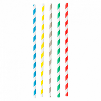 Paille flexible blanches avec rayures en PAPIER recyclable 0.6 x 23 cm - pack de 250 pailles