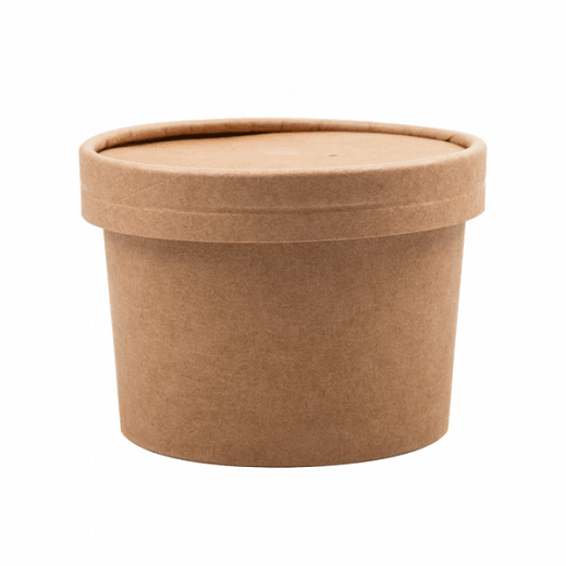 Récipient en carton double paroi avec couvercle KRAFT neutre 240 ml - carton de 250 unités