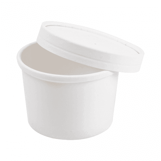 Récipient en carton double paroi avec couvercle BLANC neutre 240 ml - carton de 250 unités