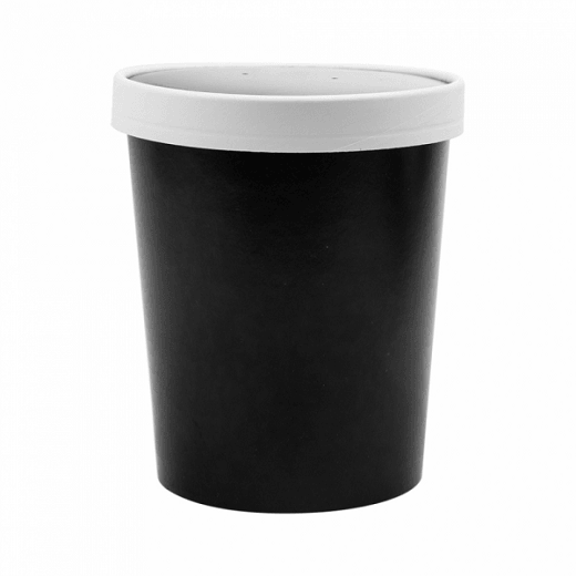 Récipient en carton double paroi avec couvercle NOIR neutre 960 ml - carton de 250 unités