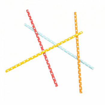 Paille droite couleur assortis à pois en PAPIER recyclable 0.6 x 21 cm - carton de 3000 pailles