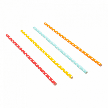 Paille droite couleur assortis à pois en PAPIER recyclable 0.6 x 21 cm - carton de 3000 pailles