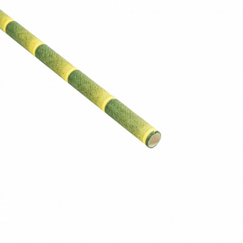 Paille droite motif bambou en PAPIER recyclable 0.6 x 21 cm - carton de 3000 pailles