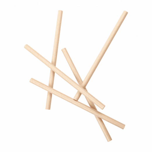 Paille droite couleur kraft en PAPIER recyclable 1 x 21 cm - carton de 2400 pailles