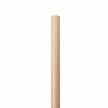 Paille droite couleur kraft en PAPIER recyclable 1 x 21 cm - carton de 2400 pailles