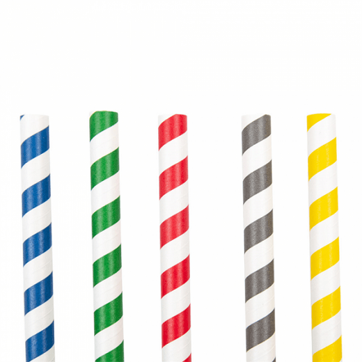 Paille droite couleurs assorties en PAPIER recyclable 1 x 21 cm - carton de 2400 pailles
