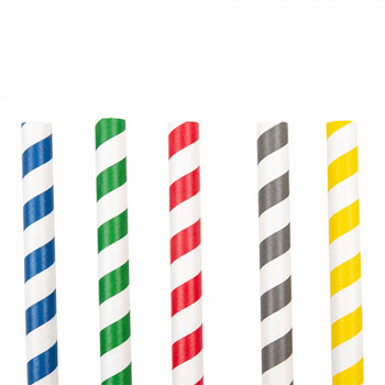 Paille droite couleurs assorties en PAPIER recyclable 1 x 21 cm - carton de 2400 pailles