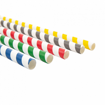 Paille droite couleurs assorties en PAPIER recyclable 1 x 21 cm - carton de 2400 pailles