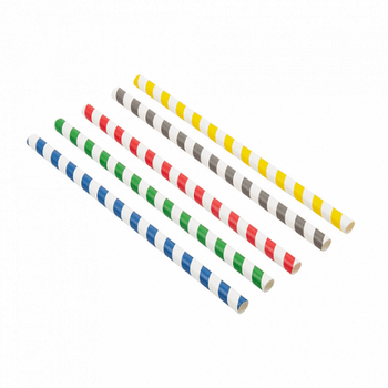 Paille droite couleurs assorties en PAPIER recyclable 1 x 21 cm - carton de 2400 pailles