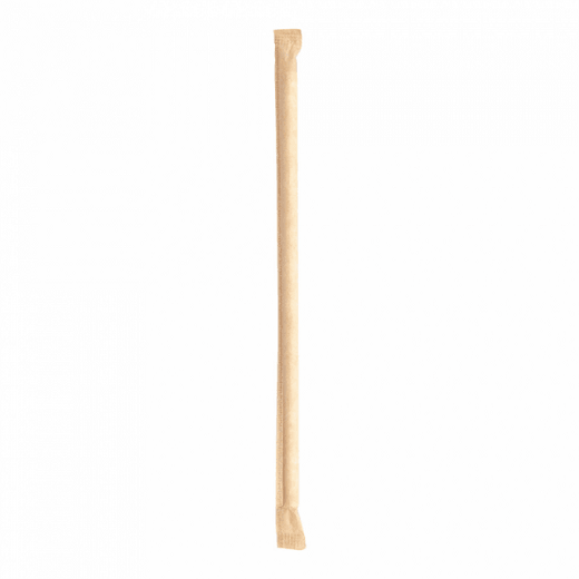 Paille droite en sachet kraft individuel blanches en PAPIER recyclable 0.6 x 21 cm - carton de 3000 pailles