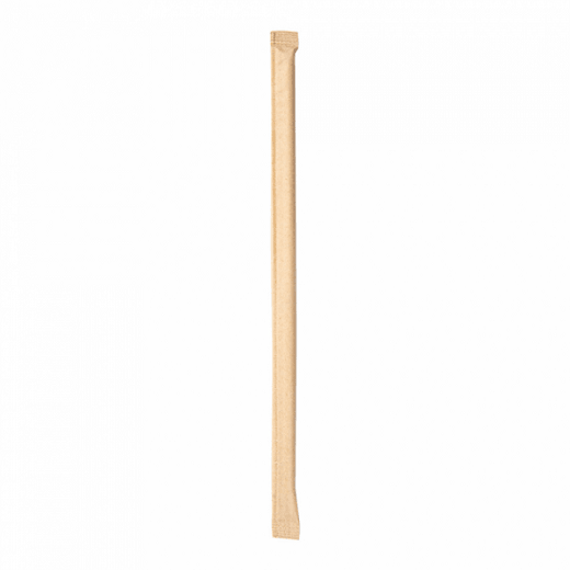 Paille droite en sachet kraft individuel naturelles en PAPIER recyclable 0.6 x 21 cm - carton de 3000 pailles