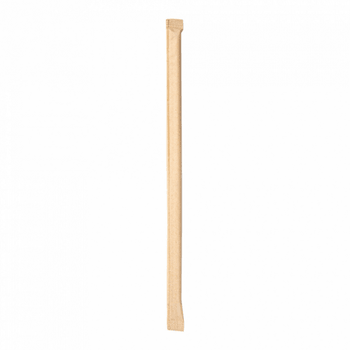 Paille droite en sachet kraft individuel naturelles en PAPIER recyclable 0.6 x 21 cm - carton de 3000 pailles