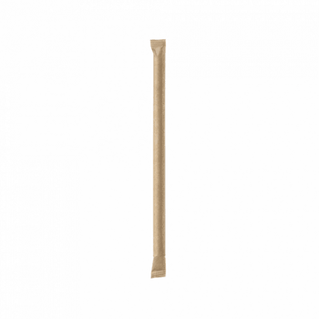 Paille droite en sachet kraft individuel naturelles en PAPIER recyclable 0.6 x 14 cm - carton de 3000 pailles