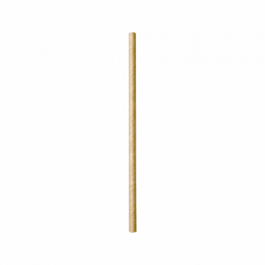 Paille droite en sachet kraft individuel naturelles en PAPIER recyclable 0.6 x 14 cm - carton de 3000 pailles