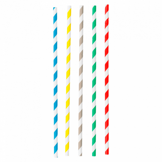 Paille flexible blanches en sachet individuel avec rayures en PAPIER recyclable 0.6 x 23 cm - pack de 250 pailles