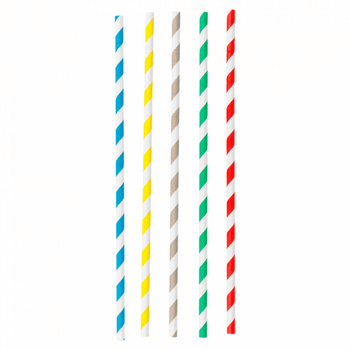 Paille flexible blanches en sachet individuel avec rayures en PAPIER recyclable 0.6 x 23 cm - pack de 250 pailles