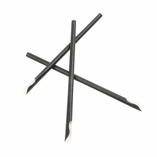 Paille cuillère couleur noir en PAPIER recyclable 0.8 x 21 cm - pack de 100 pailles