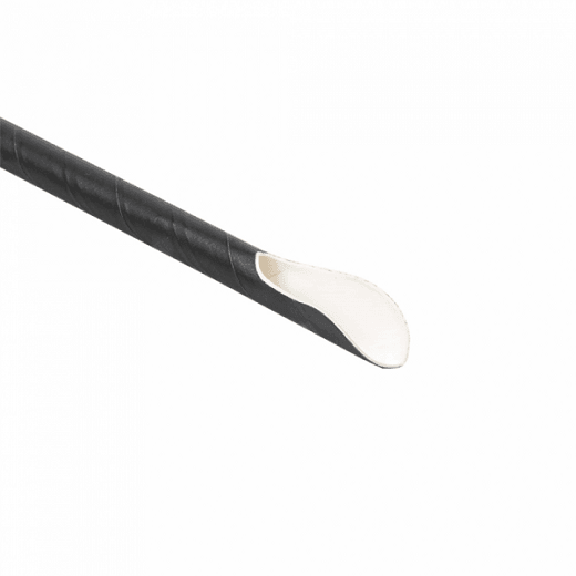Paille cuillère couleur noir en PAPIER recyclable 0.8 x 21 cm - pack de 100 pailles