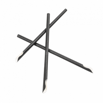 Paille cuillère en sachet individuel couleur noir en PAPIER recyclable 0.8 x 21 cm - pack de 100 pailles