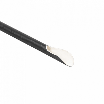 Paille cuillère en sachet individuel couleur noir en PAPIER recyclable 0.8 x 21 cm - pack de 100 pailles