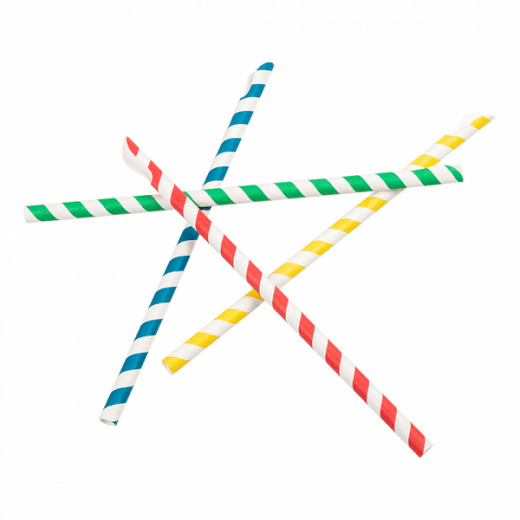 Paille cuillère couleur assortis en PAPIER recyclable 0.8 x 21 cm - pack de 100 pailles