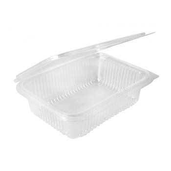 Saladier rectangulaire en PLA 750 ml avec couvercle à charnière - 18.8 x 14.3 x 5.2 cm - carton de 400 unités