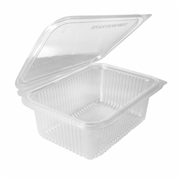 Saladier rectangulaire en PLA 1000 ml avec couvercle à charnière - 18.8 x 14.3 x 6,7 cm - carton de 400 unités