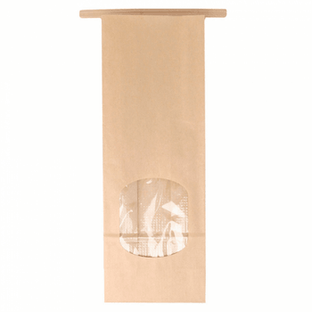 Sachet kraft SOS avec auto-fermeture et fenêtre 1.3 litres 9 + 6 x 25 cm - carton de 500 unités