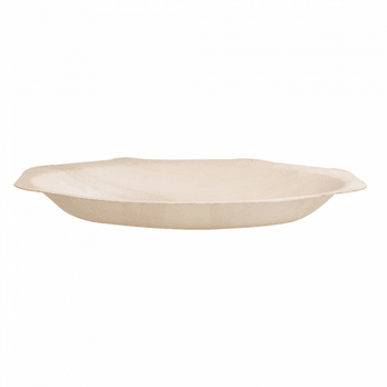 Assiette octogonale ovale en bois 20 x 13 x 2.5(h) cm - Pack de 200 unités