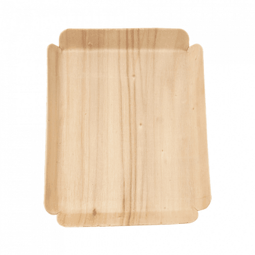 Barquette rectangulaire en bois 15 x 11.7 x 1.5 cm - pack de 200 unités