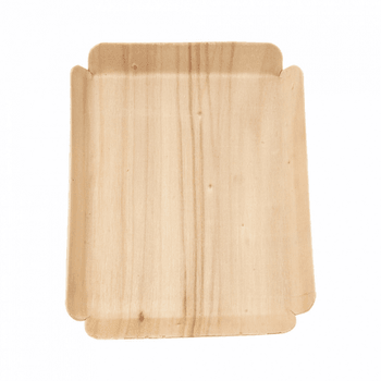Barquette rectangulaire en bois 15 x 11.7 x 1.5 cm - pack de 200 unités
