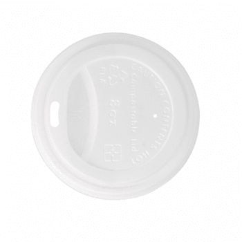 Couvercle écologique en CPLA BLANC pour gobelet a café 24 cl - carton de 1000 unités