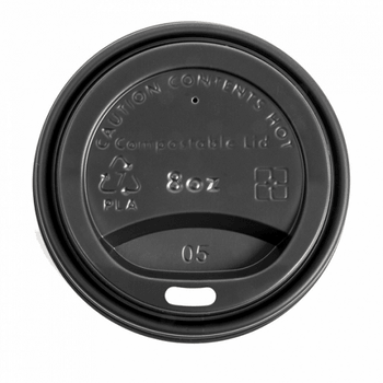 Couvercle écologique en CPLA NOIR pour gobelet a café 24 cl - carton de 1000 unités