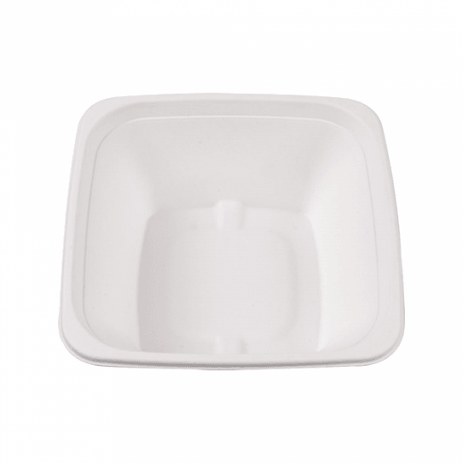 Saladier carré en cellulose naturelle fibre de canne à sucre  Blanc - 1200 ml - carton de 400 unités